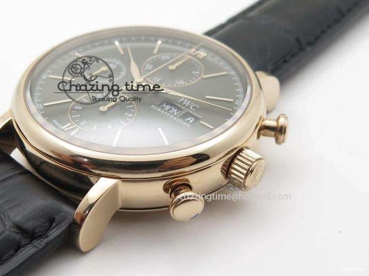 MIROTIME 0518 Portofino Chrono RG Black Dial on Black Leather Strap A HighPerformance 7389